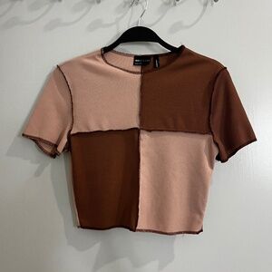 Brown Two-Toned Crop Top